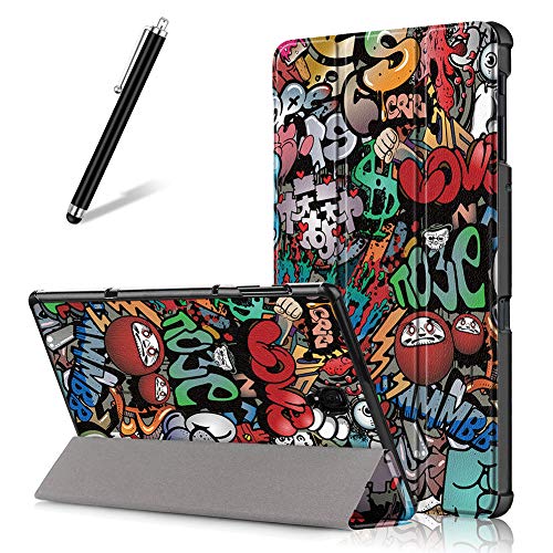 Artfeel Hülle für Samsung Galaxy Tab A 10.5 (2018) T590/T595,Ultra Dünn Leicht Leder Smart Klapphülle Dreifach Ständer Schutzhülle Auto Wach/Schlaf Flip Magnetisch Abdeckung,Graffiti von Artfeel