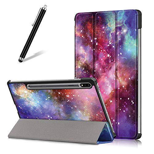 Artfeel Hülle für Samsung Galaxy Tab S7 Plus 12.4 2020 T970/T975,Ultra Dünn Leicht PU Leder Tasche Schutzhülle Schlank Flip Folio Dreifach Ständer Tablet Hülle,Milchstraße von Artfeel