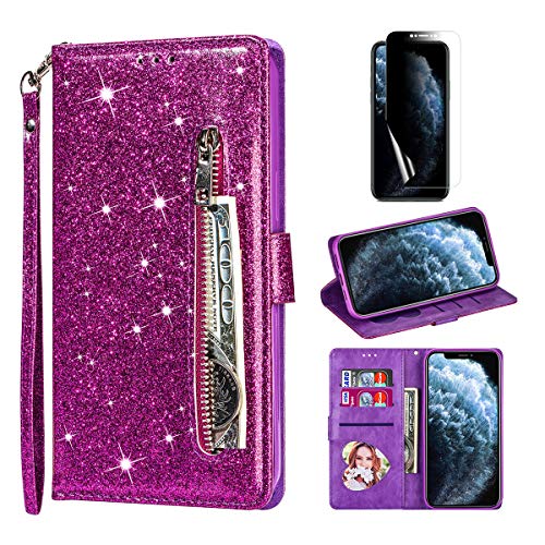 Artfeel Reißverschluss Brieftasche Hülle Kompatibel mit iPhone 12 Mini 5.4 Zoll,Bling Glitzer Leder Handyhülle mit Kartenhalter,Flip Magnetverschluss Stand Hülle mit Handschlaufe-Lila Artfeel Reißverschluss Brieftasche Hülle Kompatibel mit iPhone 12 Mini 5.4 Zoll,Bling Glitzer Leder Handyhülle mit Kartenhalter,Flip Magnetverschluss Stand Hülle mit Handschlaufe-Lila von Artfeel
