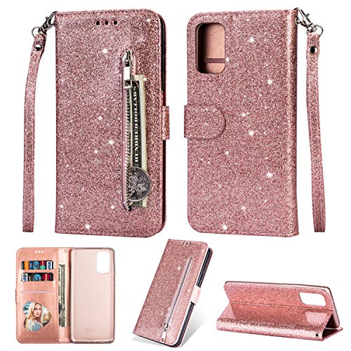 Artfeel Reißverschluss Brieftasche Hülle für Samsung Galaxy S20 FE,Bling Glitzer Leder Handyhülle mit Kartenhalter,Flip Magnetverschluss Stand Schutzhülle mit Handschlaufe-Roségold Artfeel Reißverschluss Brieftasche Hülle für Samsung Galaxy S20 FE,Bling Glitzer Leder Handyhülle mit Kartenhalter,Flip Magnetverschluss Stand Schutzhülle mit Handschlaufe-Roségold von Artfeel