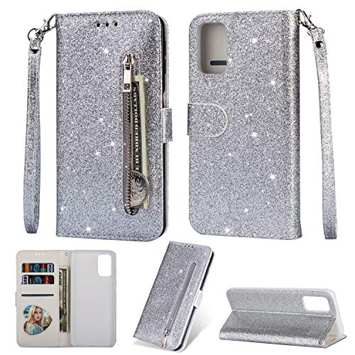 Artfeel Reißverschluss Brieftasche Hülle für Samsung Galaxy S20 FE,Bling Glitzer Leder Handyhülle mit Kartenhalter,Flip Magnetverschluss Stand Schutzhülle mit Handschlaufe-Silber Artfeel Reißverschluss Brieftasche Hülle für Samsung Galaxy S20 FE,Bling Glitzer Leder Handyhülle mit Kartenhalter,Flip Magnetverschluss Stand Schutzhülle mit Handschlaufe-Silber von Onetobye