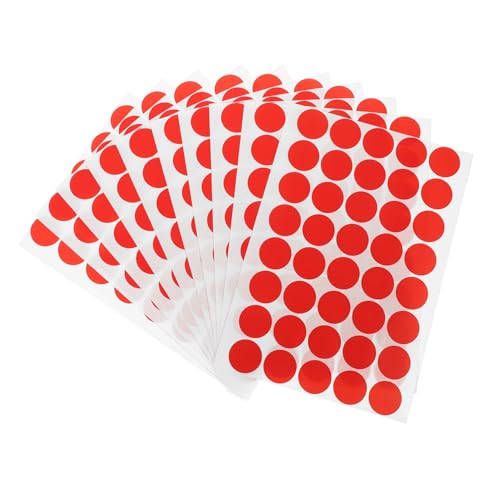 ARTIBETTER 10 Blatt Farbige Tag -aufkleber Punktaufkleber Dot -aufkleber Form Etikett Punkte Mit Klebstoff Kreis Bump-dot-aufkleber Klare Runde Aufkleber Runden Papier Rot von Artibetter
