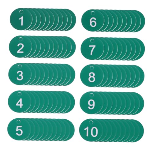 ARTIBETTER 100 Stück ID-Nummern-Tags aufbewahrungssystem schlüsselanhanger Kunststoffetiketten Das Lageretikett Runde Schlüsselanhänger Nummerierte Tags Zahl Schlüsselanhänger PVC Green von Artibetter