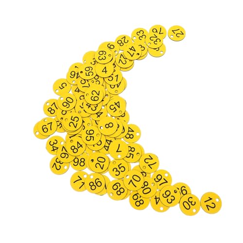 ARTIBETTER 100 Stück Id-nummern-tags Nummerierte Tags Zahlen Aus Plastik Nummerierte Schlüsselanhänger Nummerierter Schlüsselanhänger Nummernschilder Aus Kunststoff Yellow Pvc von Artibetter