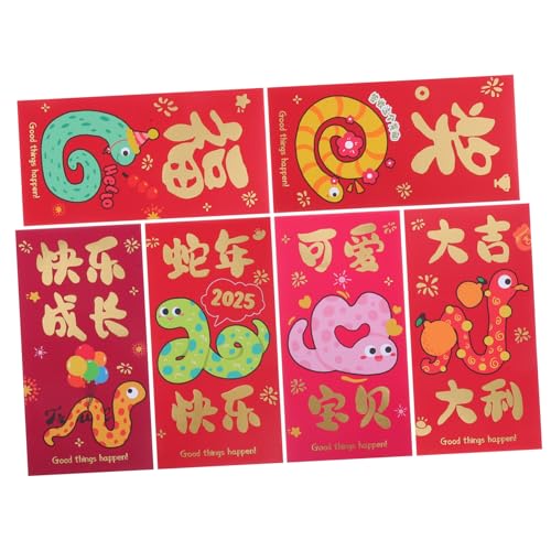ARTIBETTER 6 Stück Cartoon-rote Umschlagtasche Mond- China Party umhüllen neujahrsgeschenk neujahrsgrüße briefumschläge Rote Umschläge Chinesisches Neujahr der Schlange Rote Tasche Papier von Artibetter