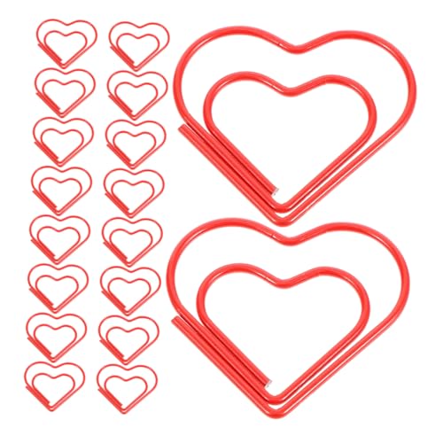 ARTIBETTER 80 Stück Büroklammern Gefärbt Mini -papierclips Herz Lesezeichen Kleine Papierklammern Mini-bindeklammern Charm-lesezeichen-büroklammer Planer-clips Zeitungsklammer Metall Rot von Artibetter
