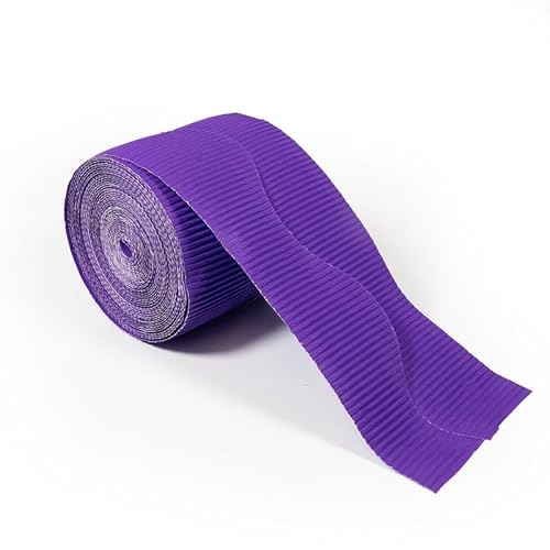 Artisan Academia Wellpappenbordür-Rollen – 1 Packung = 2 x 57 mm Streifen x 7,5 m (15 m insgesamt) für Pinnwände, Handwerk, Klassenzimmer, Scrapbooking, Partys und Displays, Lila, 5 Stück von Artisan Academia