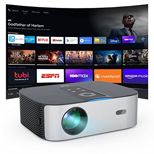 Artlii Play4 Beamer 400 ANSI mit Android TV, Natives 1080P, Unterstützt Authentisches Netflix, 4K-Beamer, WiFi 2.4G/5.0G, Bluetooth, Automatische Trapezkorrektur, Autofokus, Full HD Beamer von Artlii