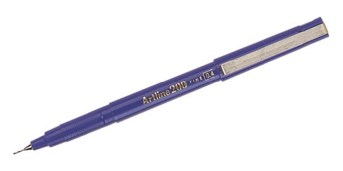 Artline 200 Fineliner mit Tinte auf Wasserbasis 0,4 mm Schreibspitze 0,4 mm Strichbreite 12er Pack blau von Artline