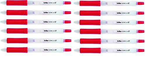 Artline Geltrac Lite Gel-Tintenroller, 0,7 mm, einziehbar, Rot, 12 Stück von Artline