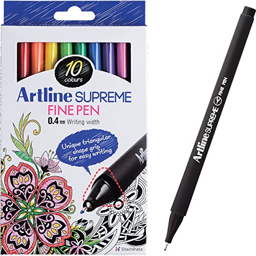 Artline Supreme Fineliner Stifte, 10er Pack, 0.4mm Filzstifte, Technische Zeichenstifte für Künstler, Designer & Illustratoren, Kunststifte mit wasserbasierter Tinte - Artline Fineliner Stifte von Artline