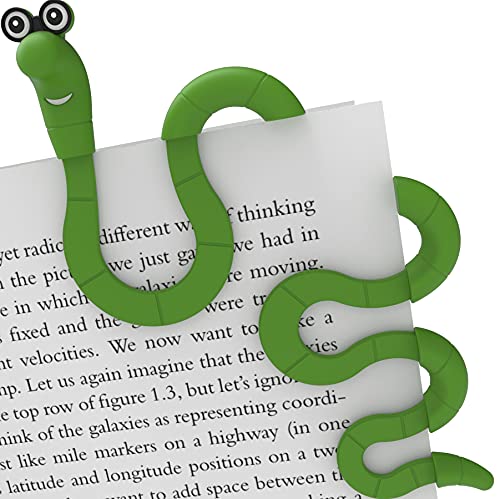 Clip Bookmarks for Women Kids and Men - Wally The Bookworm Cool Cute Bookmark and Page Holder Unique Gift Idea - Funny Book Marker and Reading Accessory for Book Lovers (Grün) von Artori Design