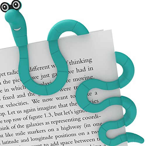 Clip Bookmarks for Women Kids and Men - Wally The Bookworm Cool Cute Bookmark and Page Holder Unique Gift Idea - Funny Book Marker and Reading Accessory for Book Lovers (Türkis) von Artori Design