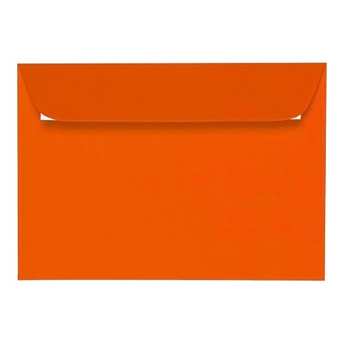 ARTOZ 50x Briefumschläge DIN C6 Mandarine (Orange) - 16,2 x 11,4 cm - haftklebend - gerippte Kuverts ohne Fenster - Serie Artoz 1001 von Artoz Kuverts