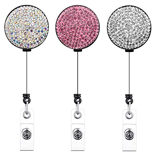 Artscope Schlüssel JoJo Ausziehbar Strass Ausweis JoJo Schlüsselanhänger für Krankenschwester Lehrer Student, ID Name Badge Holder für Kartenhalter Ausweishüllen (3 Stk - Gürtelclip) von Artscope