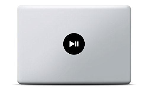 Play/Pause Button MacBook Sticker, MacBook Pro, MacBook Air, Vinyl Aufkleber schwarz, Laptop decal, Leuchteffekt von Artstickers