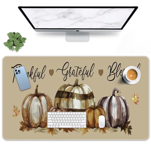 Arttown Großes Gaming-Mauspad mit Herbstmotiv, Motiv: Herbstblätter, Thanksgiving, Gold, rutschfeste Tastatur-Schreibtischunterlage, Tastatur-Mauspad für Gamer, Büro und Zuhause, 80 x 40 cm Arttown Großes Gaming-Mauspad mit Herbstmotiv, Motiv: Herbstblätter, Thanksgiving, Gold, rutschfeste Tastatur-Schreibtischunterlage, Tastatur-Mauspad für Gamer, Büro und Zuhause, 80 x 40 cm von Arttown