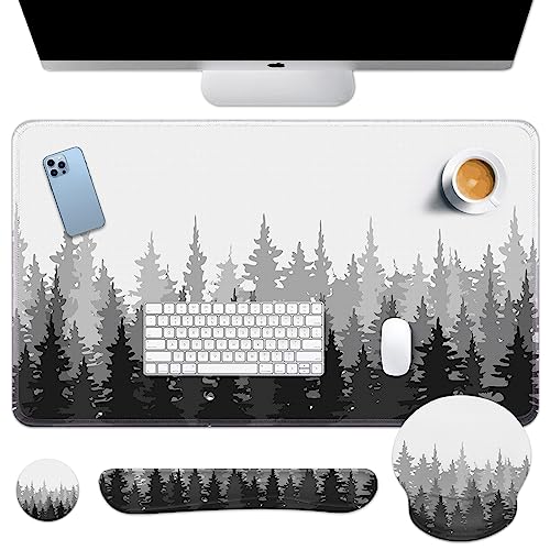 Arttown Schreibtischunterlage aus Kiefernholz, Waldlandschaft, Mauspad mit Handgelenkstütze, 4-in-1 großes Mauspad + Tastatur-Handgelenkauflage + Maus-Handgelenkauflage + Untersetzer mit ergonomischem Arttown Schreibtischunterlage aus Kiefernholz, Waldlandschaft, Mauspad mit Handgelenkstütze, 4-in-1 großes Mauspad + Tastatur-Handgelenkauflage + Maus-Handgelenkauflage + Untersetzer mit ergonomischem von Arttown