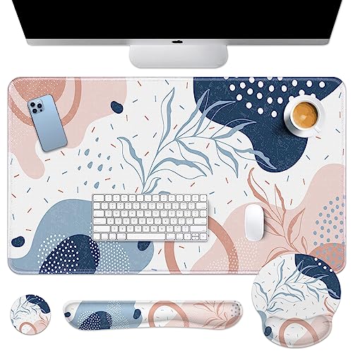 Arttown Schreibtischunterlage im Retro-Stil, abstraktes Mauspad-Set mit Handgelenkstütze, 4-in-1 großes Mauspad + Tastatur-Handgelenkauflage + Maus-Handgelenkauflage + Untersetzer mit ergonomischem Arttown Schreibtischunterlage im Retro-Stil, abstraktes Mauspad-Set mit Handgelenkstütze, 4-in-1 großes Mauspad + Tastatur-Handgelenkauflage + Maus-Handgelenkauflage + Untersetzer mit ergonomischem von Arttown