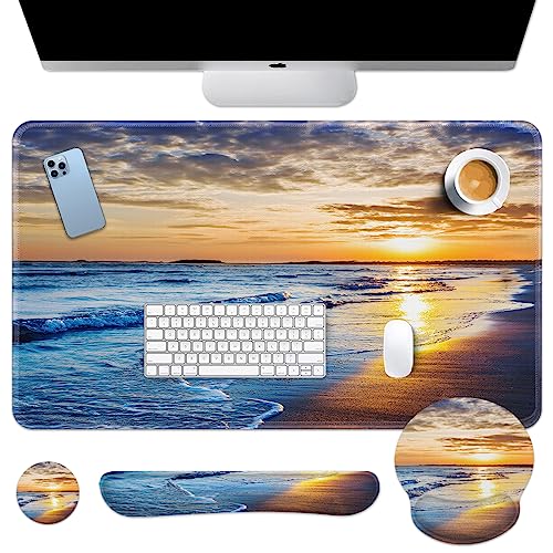 Arttown Schreibtischunterlage mit Handgelenkstütze, 4-in-1 großes Mauspad + Tastatur-Handgelenkauflage + Maus-Handgelenkauflage + Untersetzer mit ergonomischem Design, rutschfeste Büromatte Arttown Schreibtischunterlage mit Handgelenkstütze, 4-in-1 großes Mauspad + Tastatur-Handgelenkauflage + Maus-Handgelenkauflage + Untersetzer mit ergonomischem Design, rutschfeste Büromatte von Arttown