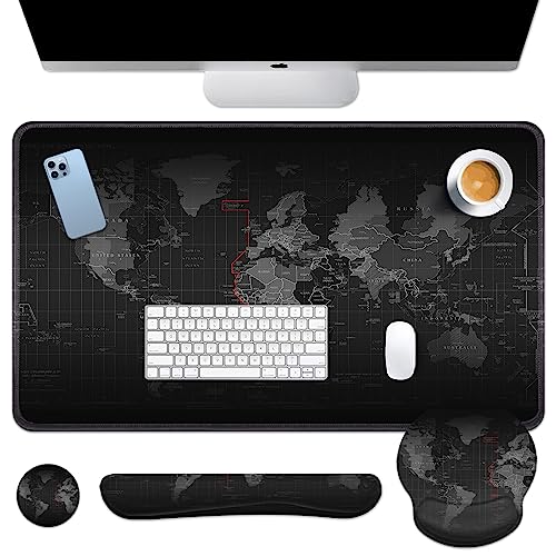 Arttown World Vintage City Schreibtischunterlage, Sea Earth America Mauspad-Set mit Handgelenkstütze, 4-in-1 großes Mauspad + Tastatur-Handgelenkauflage + Maus-Handgelenkauflage + Untersetzer mit Arttown World Vintage City Schreibtischunterlage, Sea Earth America Mauspad-Set mit Handgelenkstütze, 4-in-1 großes Mauspad + Tastatur-Handgelenkauflage + Maus-Handgelenkauflage + Untersetzer mit von Arttown