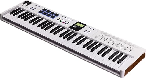 Arturia - KeyLab Essential 61 mk3 - MIDI Controller-Keyboard für die Musikproduktion - 61 Tasten, 9 Drehregler, 9 Fader, ein Modulationsrad, ein Pitch-Bend-Rad, 8 Pads - Weiß von Arturia