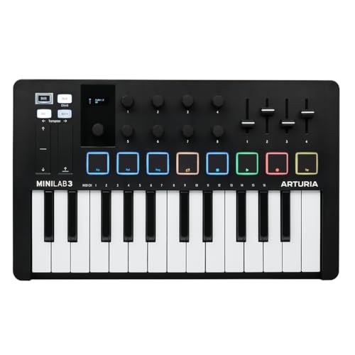 Arturia - MiniLab 3 - Universal-MIDI-Controller für Musikproduktion, mit All-in-One-Softwarepaket - 25 Tasten, 8 Multicolor-Pads - Schwarz von Arturia