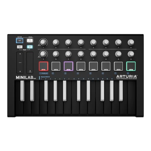 Arturia - MiniLab MkII Inverted - Portabler MIDI-Controller für die Musikproduktion, mit All-in-One Software-Paket - 25 Tasten, 8 Multi-Color Pads von Arturia