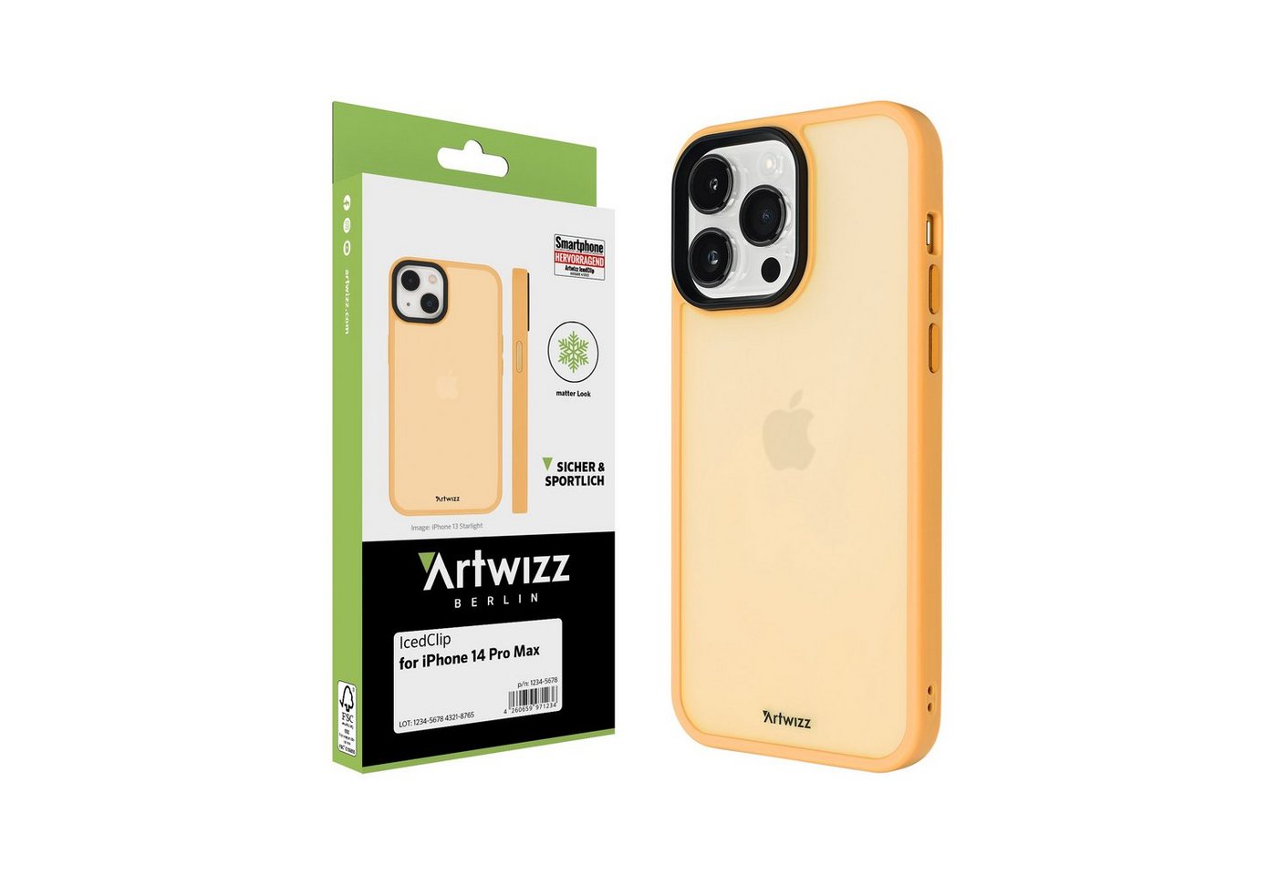 Artwizz Backcover IcedClip, Matte Schutzhülle mit transluzenter Rückseite, Schwarz, iPhone 14 / iPhone 13 von Artwizz