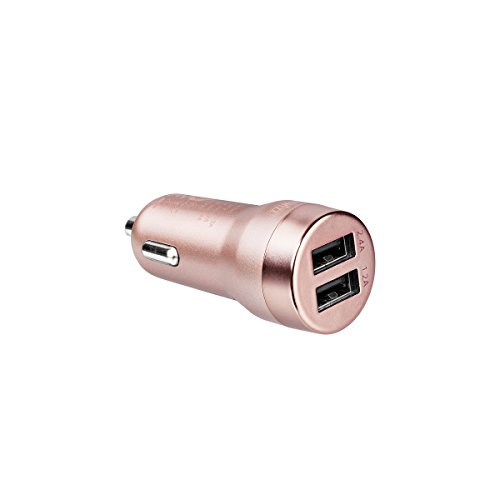 Artwizz CarPlug Double - KFZ Auto Ladegerät mit 2X USB-Port Anschluss für Smartphone, Tablet, iPhone, iPad, Navi - 12-24V - Roségold von Artwizz