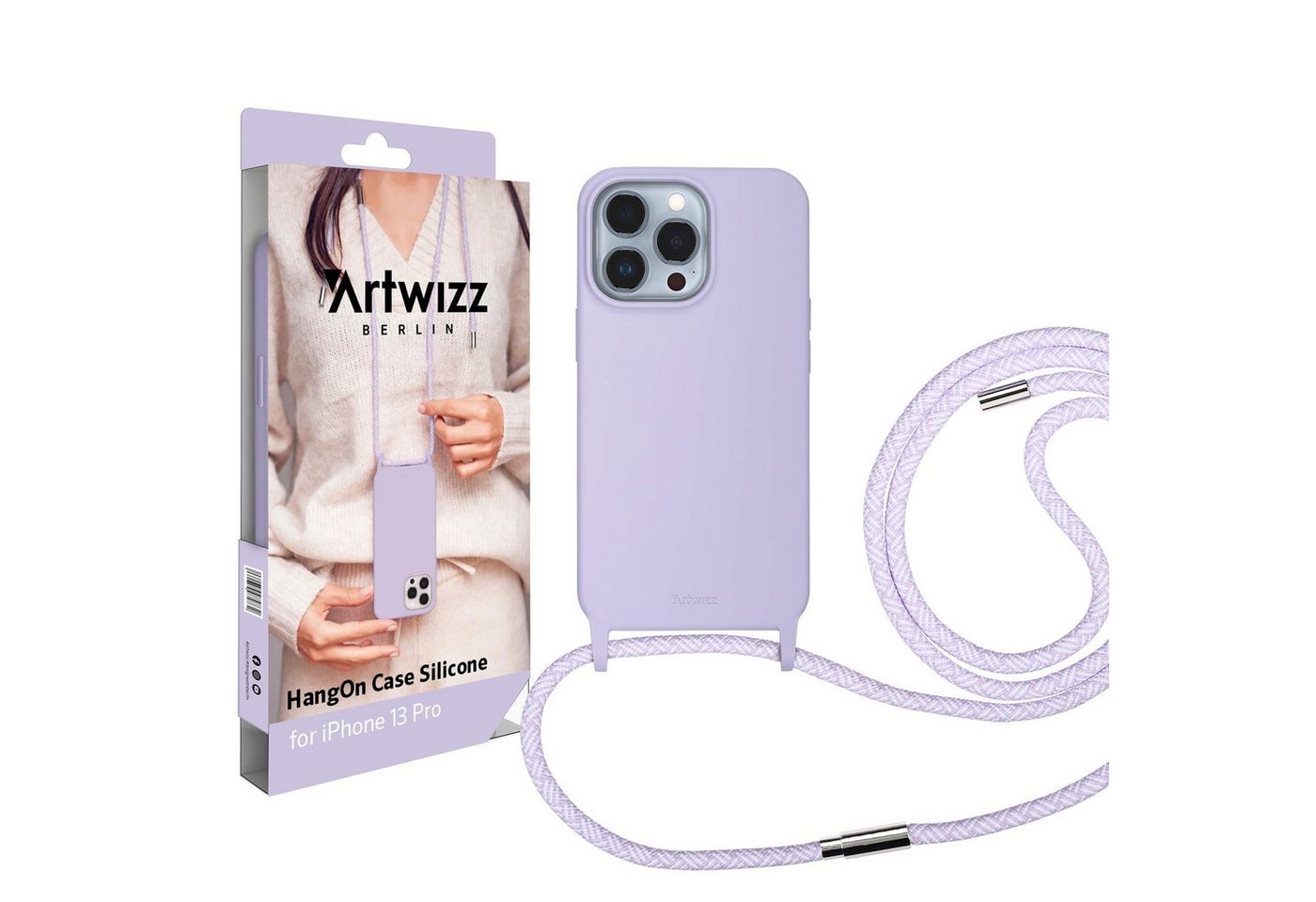 Artwizz Case zum Umhängen HangOn Case Silicone, Handykette aus Silikon, Lila, iPhone 13 Pro von Artwizz