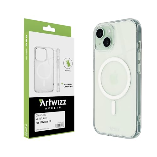Artwizz ClearClip +Charge kompatibel mit iPhone 15 - Kratzresistente Hülle mit Verstärkten Ecken - Kompatibel mit MagSafe Qi - Transparent von Artwizz
