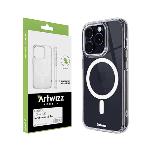 Artwizz ClearClip +Charge kompatibel mit iPhone 15 Pro - Kratzresistente Hülle mit Verstärkten Ecken - Kompatibel mit MagSafe Qi - Transparent von Artwizz