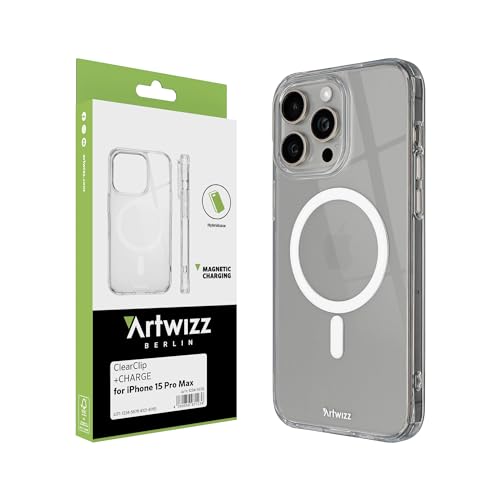 Artwizz ClearClip +Charge kompatibel mit iPhone 15 Pro Max - Kratzresistente Hülle mit Verstärkten Ecken - Kompatibel mit MagSafe Qi - Transparent von Artwizz