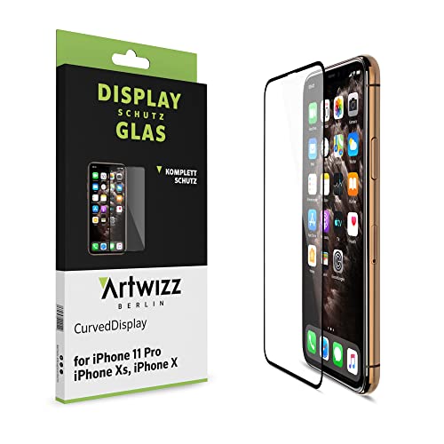 Artwizz CurvedDisplay Schutzglas designed für [iPhone 11 PRO/XS/X] - Displayschutz aus Sicherheitsglas mit 100% Display-Abdeckung, 9H Härte von Artwizz