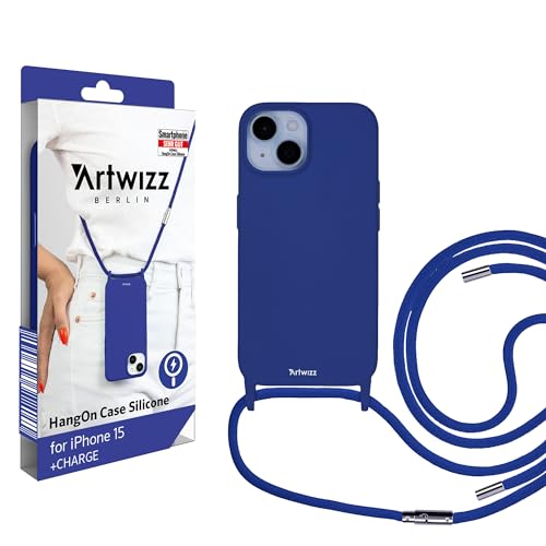Artwizz HangOn Case Silicone +Charge kompatibel mit iPhone 15, Kings-Blue von Artwizz