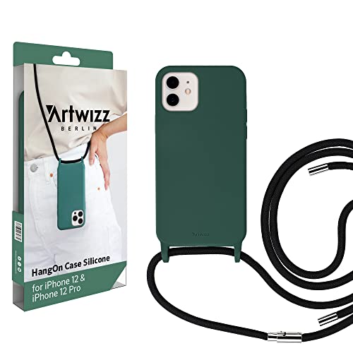 Artwizz HangOn Case geeignet für iPhone 12/12 PRO - Elastische Schutzhülle aus Silikon als Handykette zum Umhängen mit Band - Jungle Flower von Artwizz