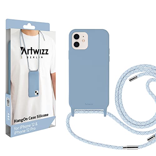 Artwizz HangOn Case geeignet für iPhone 12/12 PRO - Elastische Schutzhülle aus Silikon als Handykette zum Umhängen mit Band - Nordic Blue von Artwizz