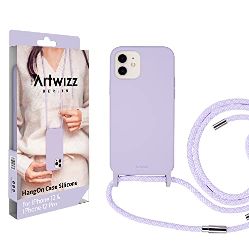 Artwizz HangOn Case geeignet für iPhone 12/12 PRO - Elastische Schutzhülle aus Silikon als Handykette zum Umhängen mit Band - Purple Sky von Artwizz