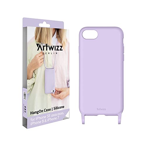 Artwizz HangOn Case kompatibel für iPhone SE (2022/2020) / 8/7 - Elastische Schutzhülle aus Silikon als Handykette zum Umhängen mit Band - Purple Sky von Artwizz