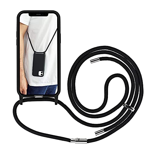 Artwizz HangOn Case kompatibel mit iPhone 12 Mini (5.4“) - Elastische Schutzhülle aus Silikon als Handykette zum Umhängen mit Band - Schwarz von Artwizz