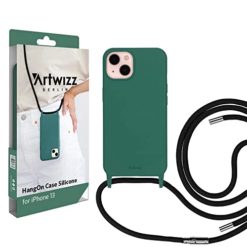 Artwizz HangOn Case kompatibel mit [iPhone 13] - Elastische Schutzhülle aus Silikon als Handykette zum Umhängen mit Band - Jungle Flower von Artwizz