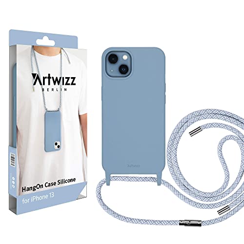Artwizz HangOn Case kompatibel mit [iPhone 13] - Elastische Schutzhülle aus Silikon als Handykette zum Umhängen mit Band - Nordic Blue von Artwizz