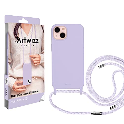 Artwizz HangOn Case kompatibel mit [iPhone 13] - Elastische Schutzhülle aus Silikon als Handykette zum Umhängen mit Band - Purple Sky von Artwizz