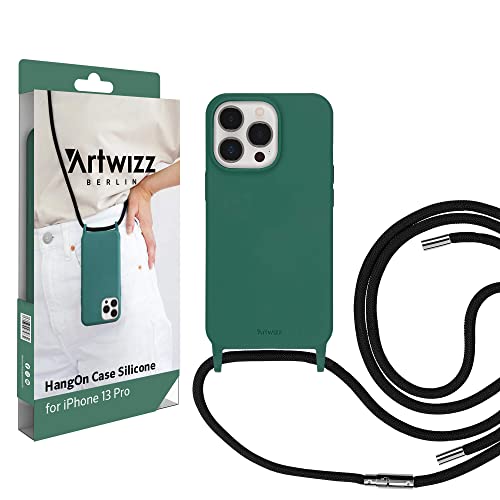 Artwizz HangOn Case kompatibel mit [iPhone 13 Pro] - Elastische Schutzhülle aus Silikon als Handykette zum Umhängen mit Band - Jungle Flower von Artwizz