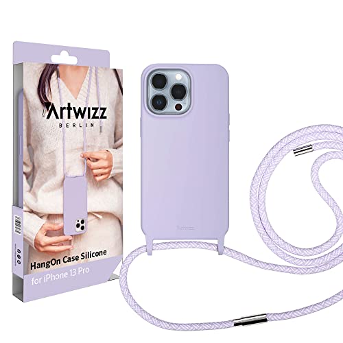 Artwizz HangOn Case kompatibel mit [iPhone 13 Pro] - Elastische Schutzhülle aus Silikon als Handykette zum Umhängen mit Band - Purple Sky von Artwizz