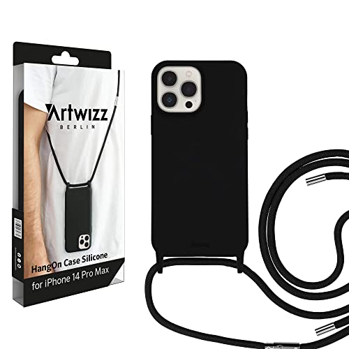 Artwizz HangOn Case kompatibel mit iPhone 14 Pro Max - Elastische Schutzhülle aus Silikon als Handykette zum Umhängen mit Band - Schwarz Artwizz HangOn Case kompatibel mit iPhone 14 Pro Max - Elastische Schutzhülle aus Silikon als Handykette zum Umhängen mit Band - Schwarz von Artwizz