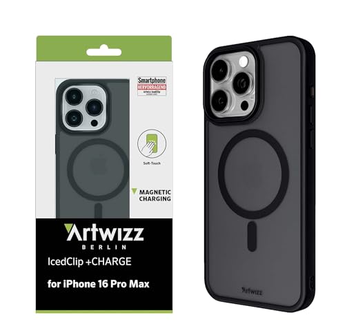 Artwizz IcedClip +Charge Hülle kompatibel mit iPhone 16 Pro Max - Mattes Design, Rückseite mit Soft-Touch, Stoßfeste Schutzhülle, Night-Black Artwizz IcedClip +Charge Hülle kompatibel mit iPhone 16 Pro Max - Mattes Design, Rückseite mit Soft-Touch, Stoßfeste Schutzhülle, Night-Black von Artwizz