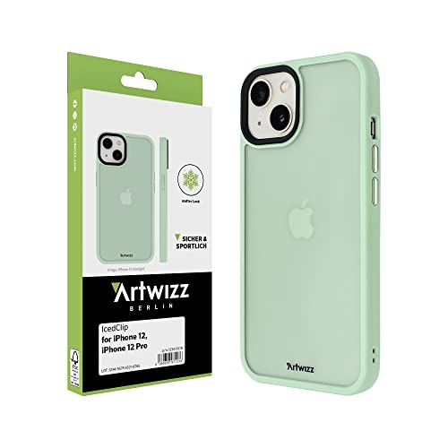 Artwizz IcedClip Schutzhülle kompatibel mit iPhone 12/12 Pro - Mattes Vereistes Design, Rückseite mit Soft-Touch-Beschichtung, Mint-Green von Artwizz
