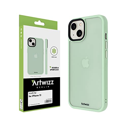 Artwizz IcedClip Schutzhülle kompatibel mit iPhone 13 - Mattes Vereistes Design, Rückseite mit Soft-Touch-Beschichtung, Mint-Green von Artwizz